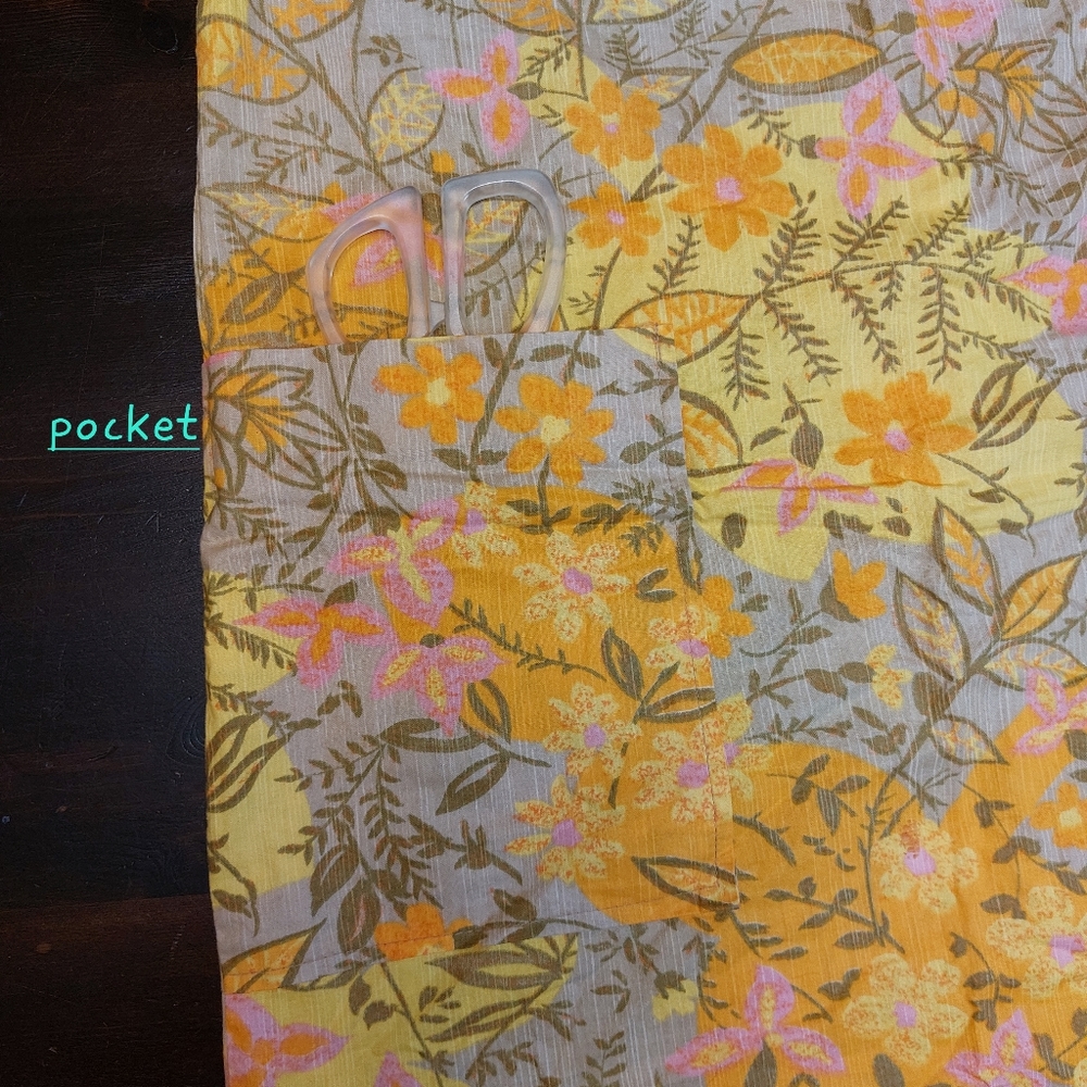 Vintage Handmade Orange, Pink, Tan, Yellow Floral Dress, size medium - Picture 7 of 8